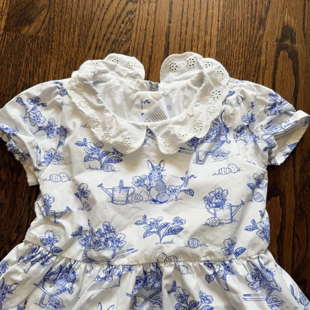 Gymboree Easter Bunny Spring Lined Preppy Fancy Collared Dress - 5T